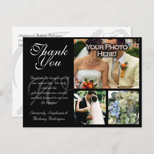  bruiloft dank u kaart 3 Afbeeldingen (Voorkant / Achterkant)