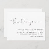 Bruiloft dank u kaart bericht hart dank u (Voorkant / Achterkant)