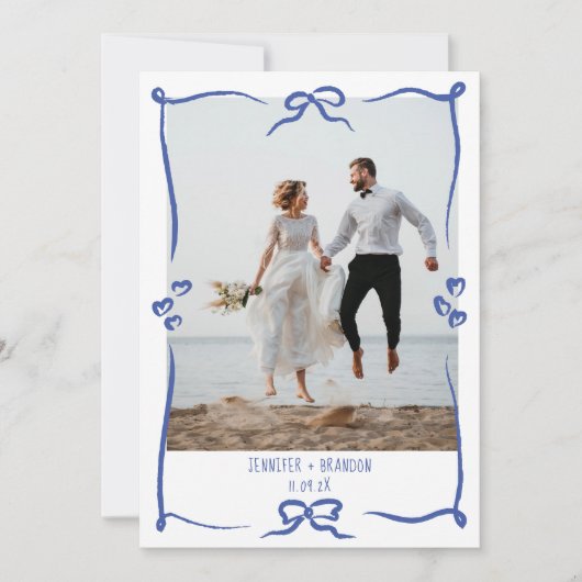 Bruiloft Dank u kaart foto golvende fancy boog (Voorkant)