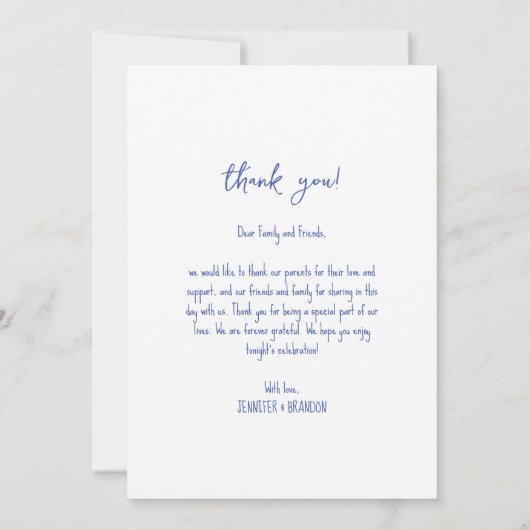 Bruiloft Dank u kaart foto golvende fancy boog (Achterkant)