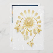Bruiloft Dank u kaart Goud Bloemen Hart (Voorkant / Achterkant)