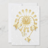 Bruiloft Dank u kaart Goud Bloemen Hart (Voorkant)