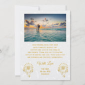 Bruiloft Dank u kaart Goud Bloemen Hart (Achterkant)