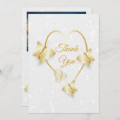 Bruiloft Dank u kaart Gouden Kleur Hart Vlinder (Voorkant / Achterkant)