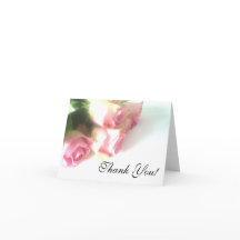 Bruiloft Dank u kaart met roze rozenbloemen