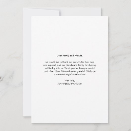 Bruiloft Dank u kaart minimalistisch modern (Achterkant)