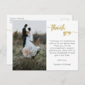 Bruiloft dank u kaart, modern script Briefkaart (Voorkant / Achterkant)