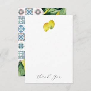 Bruiloft Dank u Kaarten Blauwe & Gele Citroenen