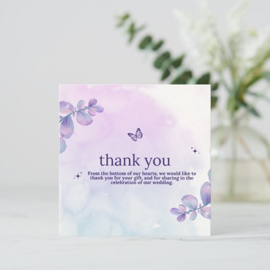 bruiloft dank u kaarten budget bericht Enchanted (Staand voorkant)