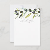 Bruiloft Dank u Kaarten Elegante Olijftak (Voorkant)