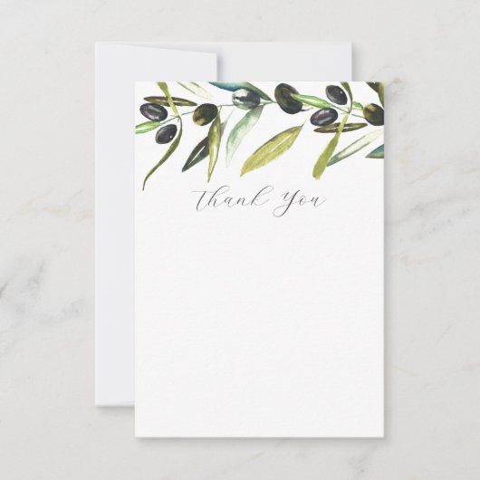 Bruiloft Dank u Kaarten Elegante Olijftak (Voorkant)