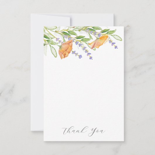 Bruiloft Dank u Kaarten Waterverf Bloemen (Voorkant)