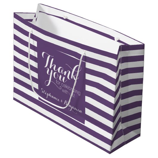 Bruiloft Dank u met Bruid en bruidegom Naam Large Cadeautasje (Voorkant Gekanteld)