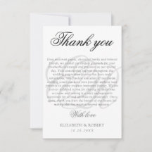 Bruiloft Dank u Paar Monogram Elegant Script