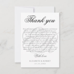 Bruiloft Dank u Paar Monogram Elegant Script Bedankkaart