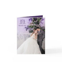 Bruiloft dank u paarse foto kroon monogram