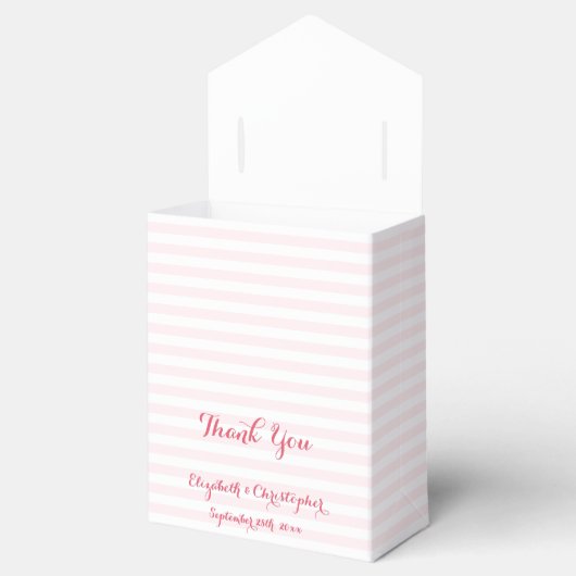 Bruiloft Dank u Roze Strepen DIY Custom Elegant Bedankdoosjes (Geopend)