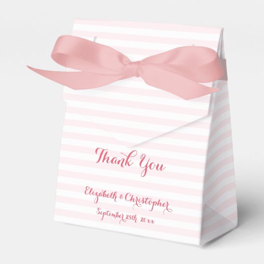 Bruiloft Dank u Roze Strepen DIY Custom Elegant Bedankdoosjes (Voorkant Zijde)