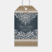 Bruiloft Dank u Rustieke Burlap Lace krijtbord Cadeaulabel (Achterkant)