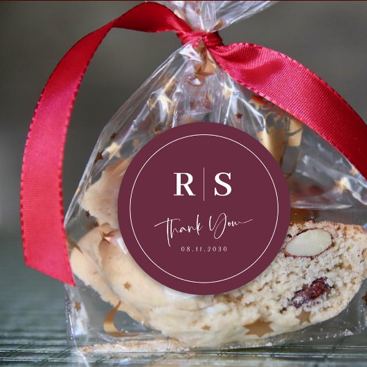 Bruiloft Dank u Sticker - Bourgondië Elegance