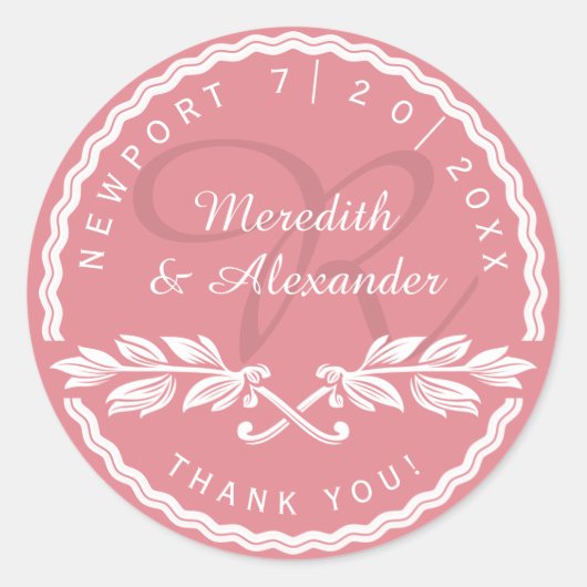 Bruiloft Dank u van bruid en bruidegom Ronde Sticker (Voorkant)