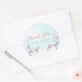 Bruiloft dank u | Waterverf Kersenbloesems Ronde Sticker (Envelop)
