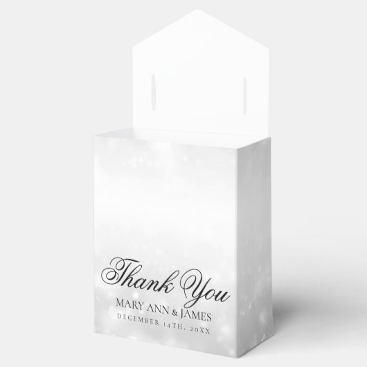 Bruiloft Dank u Zilveren Shimmer Lights Bedankdoosjes (Geopend)
