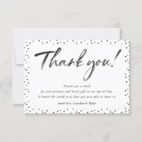BRUILOFT DANK U zwarte inkt kalligrafie polka dot