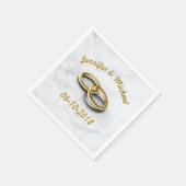 Bruiloft Datum Bruid & bruidegom  gouden ringen Servet (Hoek)