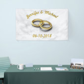 Bruiloft Datum Bruid & bruidegom  gouden ringen Spandoek (Beurs)
