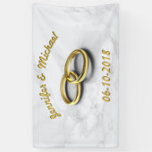 Bruiloft Datum Bruid & bruidegom  gouden ringen Spandoek (Verticaal)