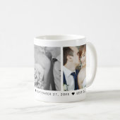 Bruiloft Datum en Monogram 3 Foto Koffie Mok (Voorkant rechts)