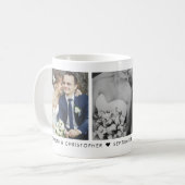 Bruiloft Datum en Monogram 3 Foto Koffie Mok (Voorkant links)