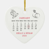 Bruiloft Datum Hart Kalender Getrouwd Keramisch Ornament (Voorkant)