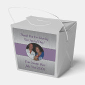 Bruiloft datum Paarse zilver dank u Bedankdoosjes (Achterkant)