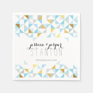 BRUILOFT DECOR driehoek aztec geo patroon blauw go Servet
