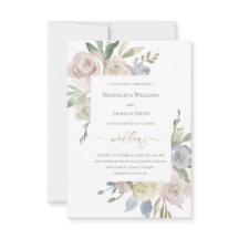 bruiloft delicate bloemen boeketten Uitnodiging