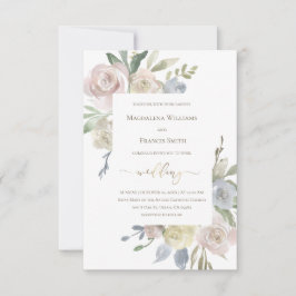 bruiloft delicate bloemen boeketten Uitnodiging