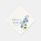 Bruiloft delphinium blauw waterverf papier servet (Hoek)