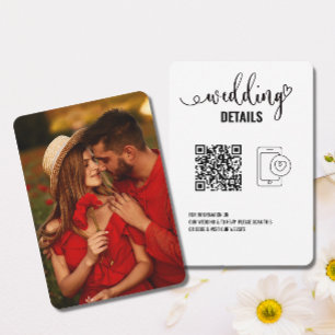 Bruiloft details   Elegante RSVP met QR Code Foto Save The Date