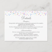 Bruiloft Details Kleurrijke Rainbow Confetti Informatiekaartje (Voorkant)