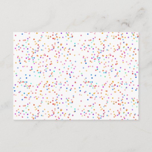 Bruiloft Details Kleurrijke Rainbow Confetti Informatiekaartje (Achterkant)