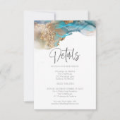 Bruiloft | Details Modern Aqua Alcohol Ink Kaart (Voorkant)