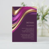 Bruiloft Details-Modern Paarse Fuchsia en Gold- Informatiekaartje (Staand voorkant)