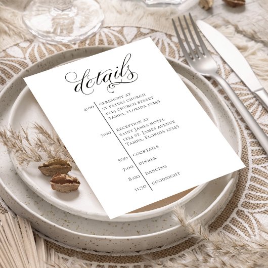 Bruiloft Details QR Code Zwart-wit Tijdlijn Informatiekaartje