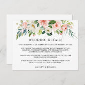 Bruiloft Details Roze Bloemen Inzetstuk Kaart (Voorkant / Achterkant)