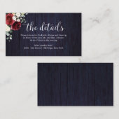 Bruiloft Details Rustieke Bloemen Bruiloft Marine  Informatiekaartje (Voorkant / Achterkant)
