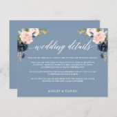 Bruiloft Details Stoffig Blauw Roze Bloemen Inzets Briefkaart (Voorkant / Achterkant)