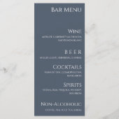 Bruiloft Diner en Bar Menu-Blauw en Wit- Menu (Achterkant)