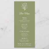 Bruiloft Diner en Bar Menu-Wildflower Elegance Menu (Achterkant)